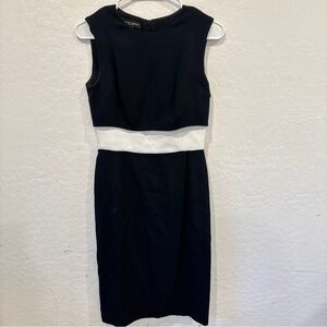 Narciso Rodriguez Black White Sheath Dress Womens 40 Fitted Office Business